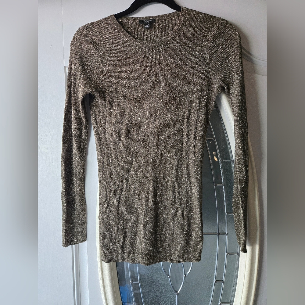 Ann Taylor Metallic Knit Blouse - Gold